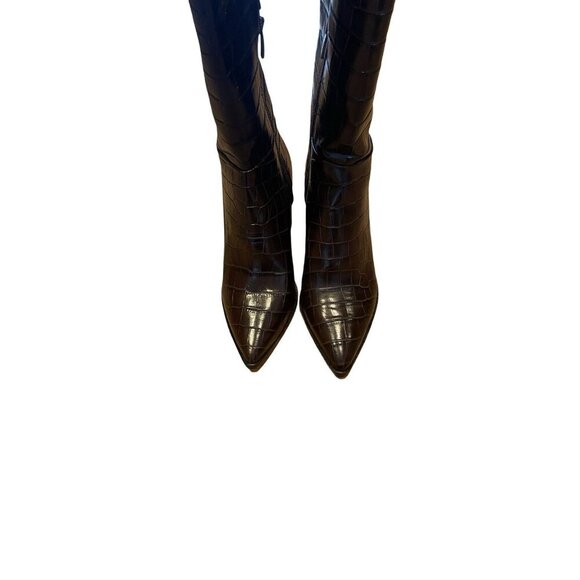 FRANCO SARTO Brown A-TICADA KNEE HIGH POINTED TOE HEELED BOOT, SIZE 9.5 - Picture 8 of 14